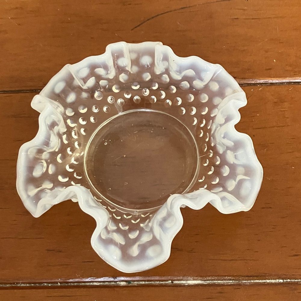 1940s Fenton Opalescent White Milk Glass Dish